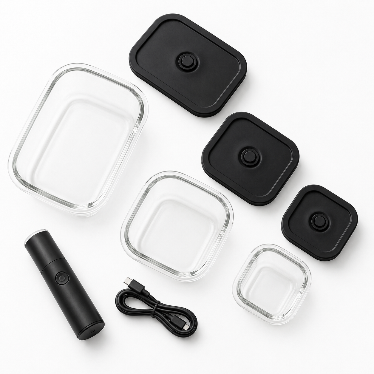 FreshVault complete set flat lay - all components displayed