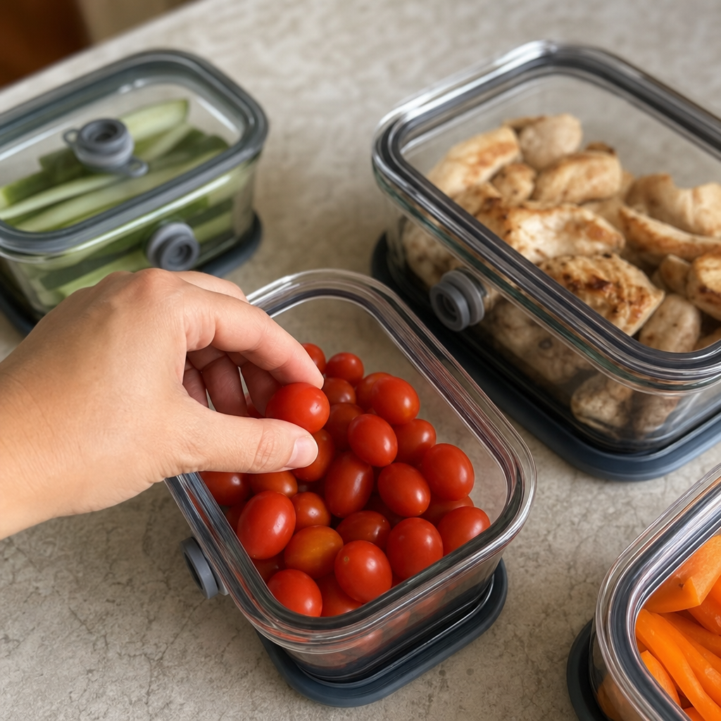 Casual kitchen moment with FreshVault vacuum seal containers
